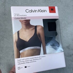 Calvin Klein Women's M Wire Free Bralette Black/White e0866